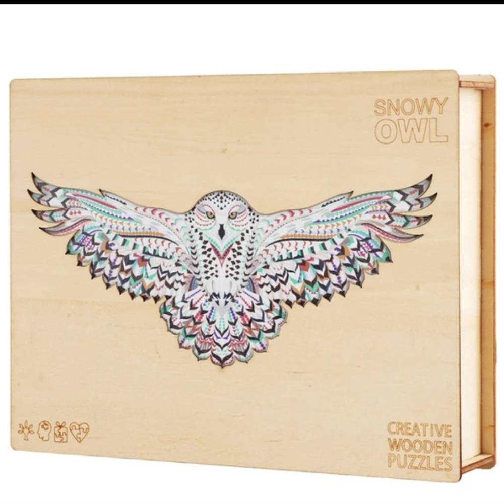 Wooden puzzle snow owl for children and adults ( brand new)